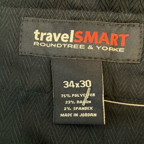 Travel Smart:Navy Blue Classic Fit Flat Front Dress Pants- Comfort Stretch-34x30 - Picture 5 of 16